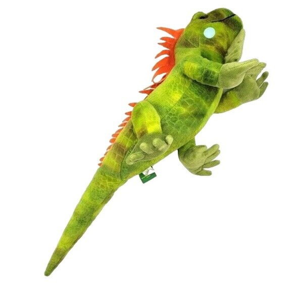Wild Republic Cuddlekins Realistic Iguana Plush Green Orange 24" Lizard Reptile - Picture 7 of 12